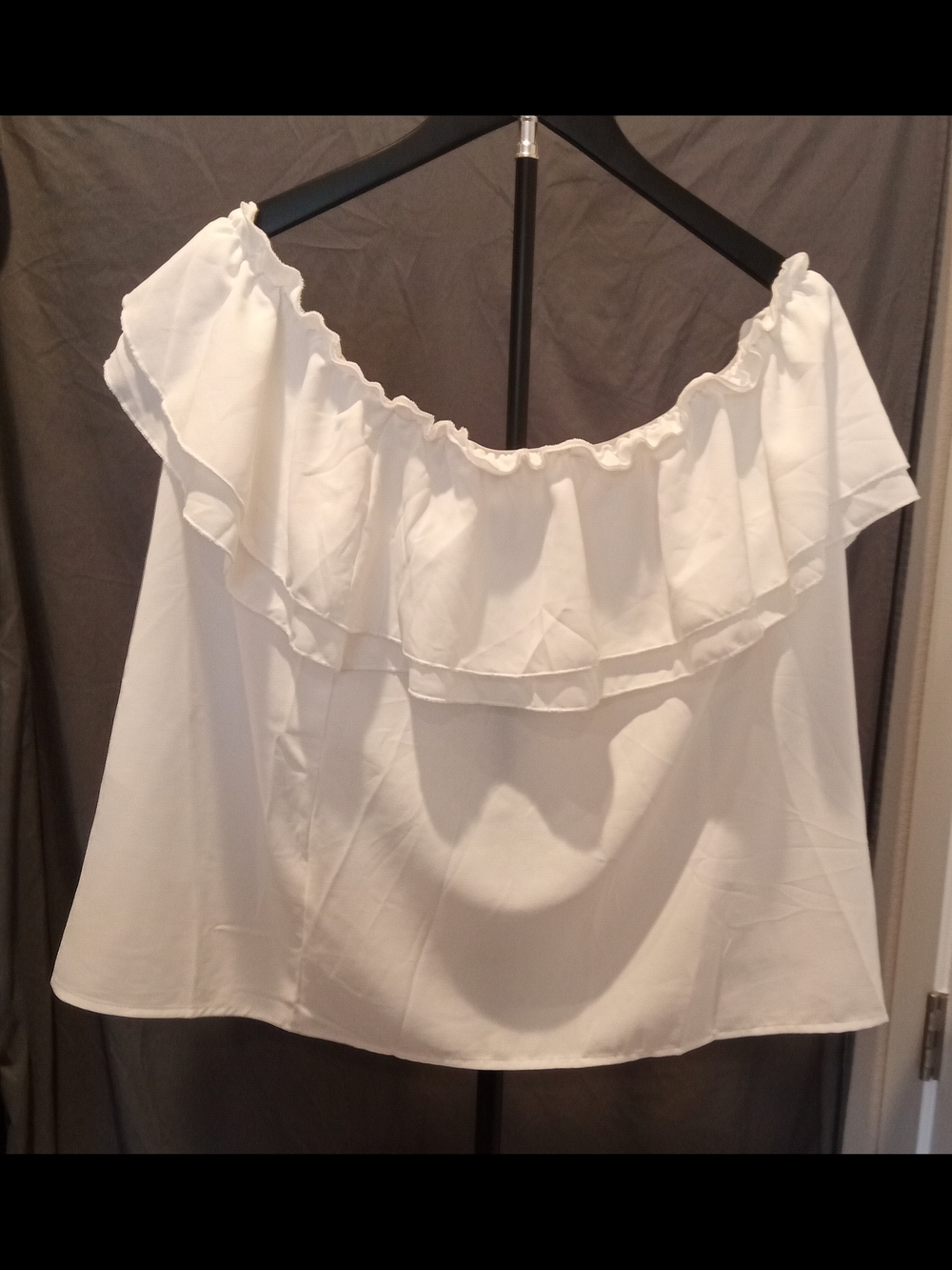 SHEIN White Off-Shoulder Ruffle Crop Top Women's Size 0XL